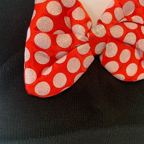 Minnie Mouse Kids Black and Red Hat with Red Polka Dot Bow OS - Picture 3 of 8